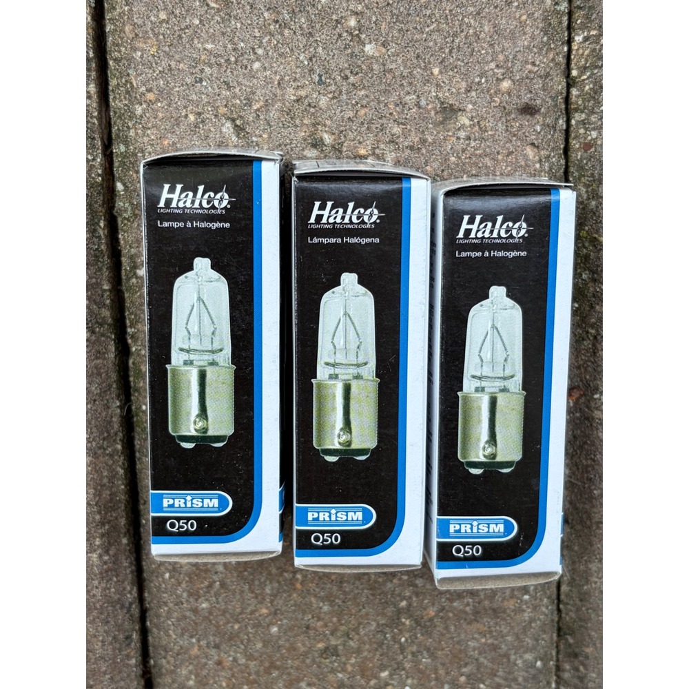 Halco Prism Q50CL/DC 130V 50W Halogen Light Bulbs Set of 3 107018 DC Base